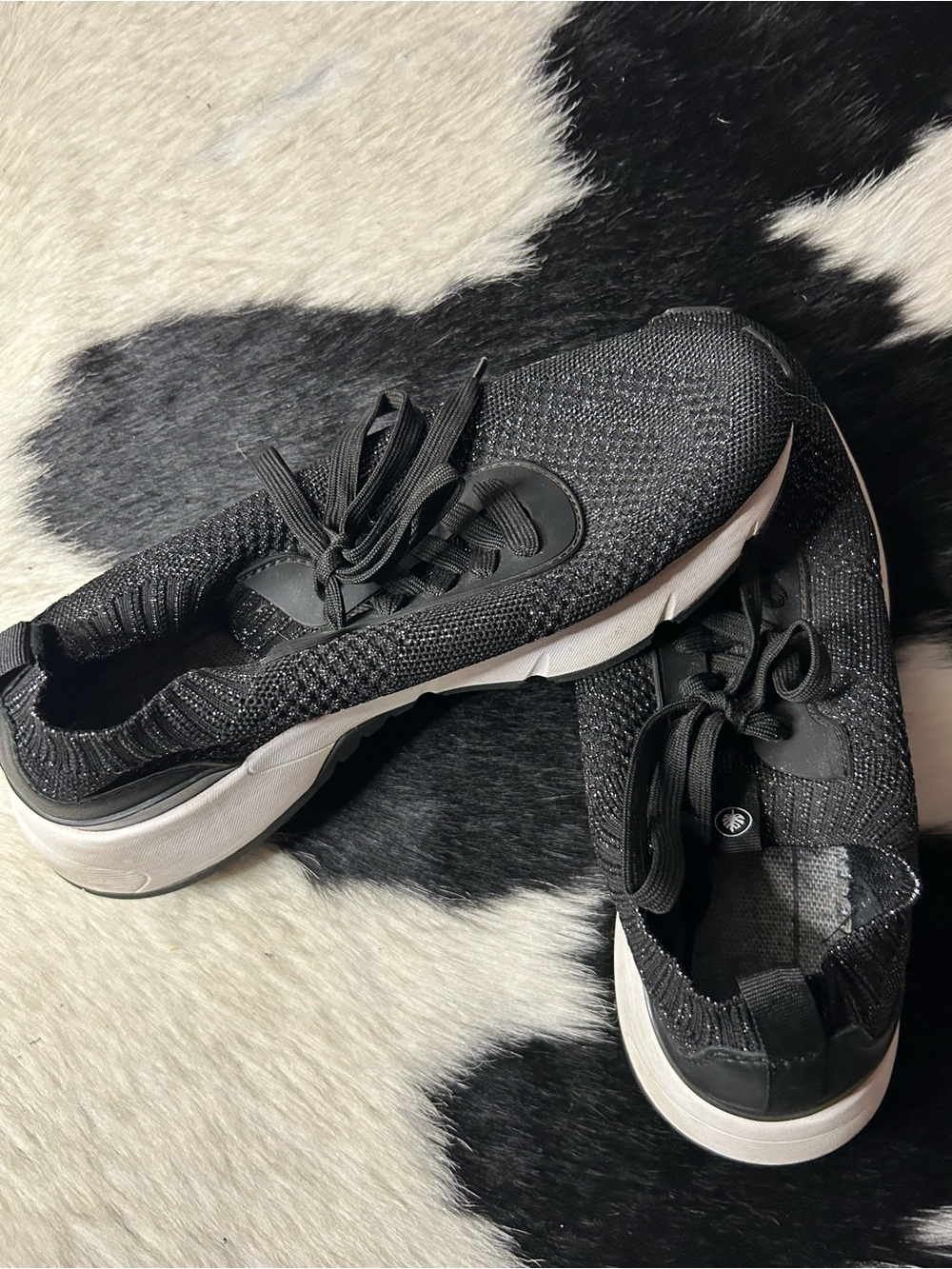 Nurture by Lamaze Women's Black Knit Lace-Up Slip-On Sneakers